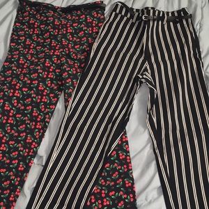 Two cherry and striped ankle pant